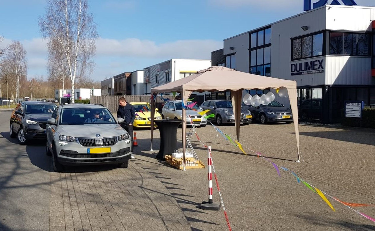 Luc Bosgoed: 12½ jaar in dienst bij Dulimex! Drive-thru viering