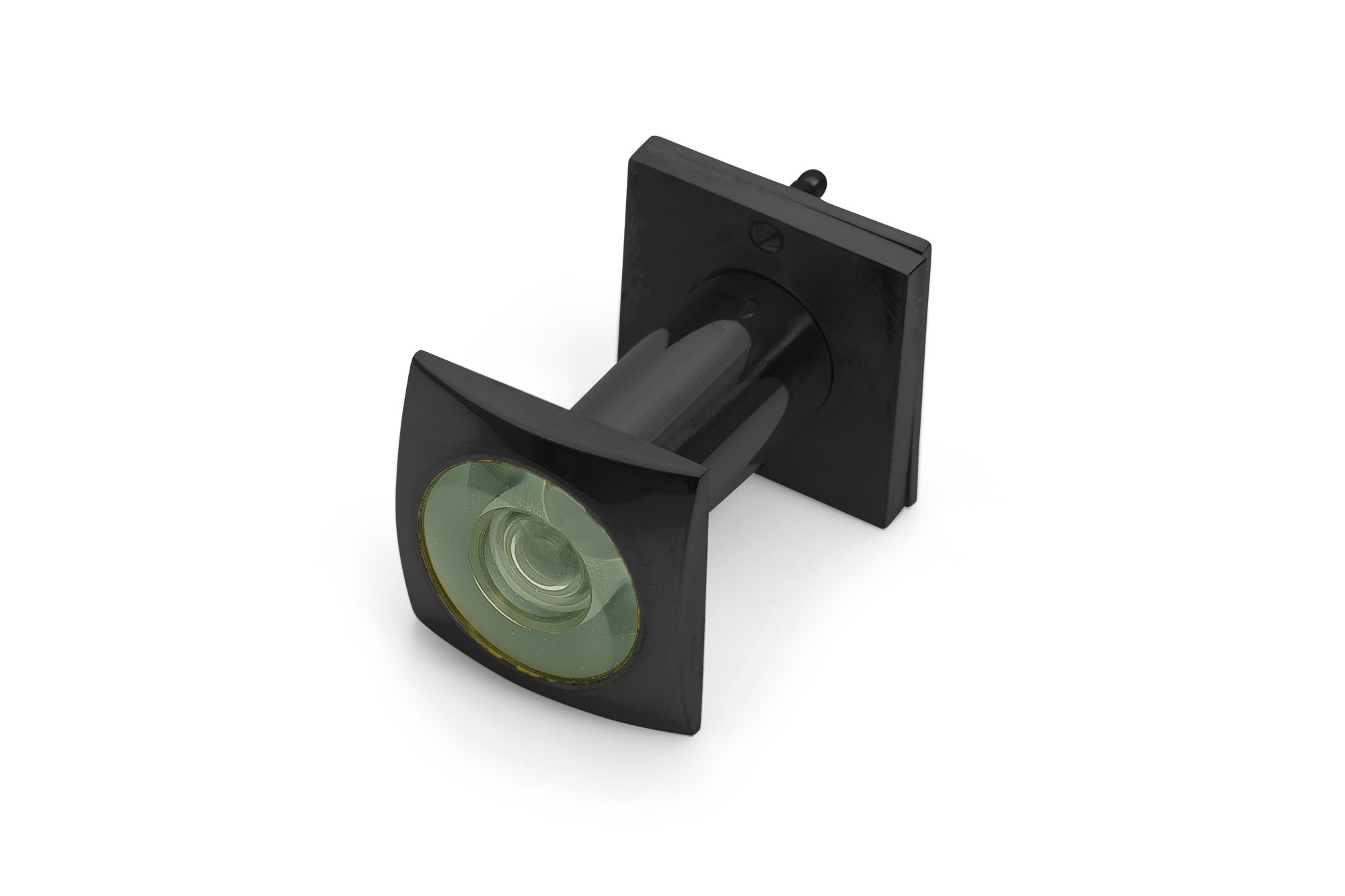 Deurspion, vierkant model, zwart gelakt