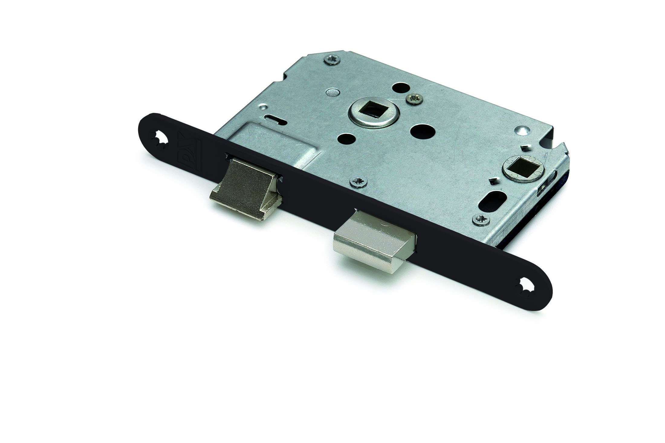 0160.282.5043 WC-badkamerslot / doornmaat 50mm / ronde voorplaat zwart / inclusief rechthoekige sluitplaat