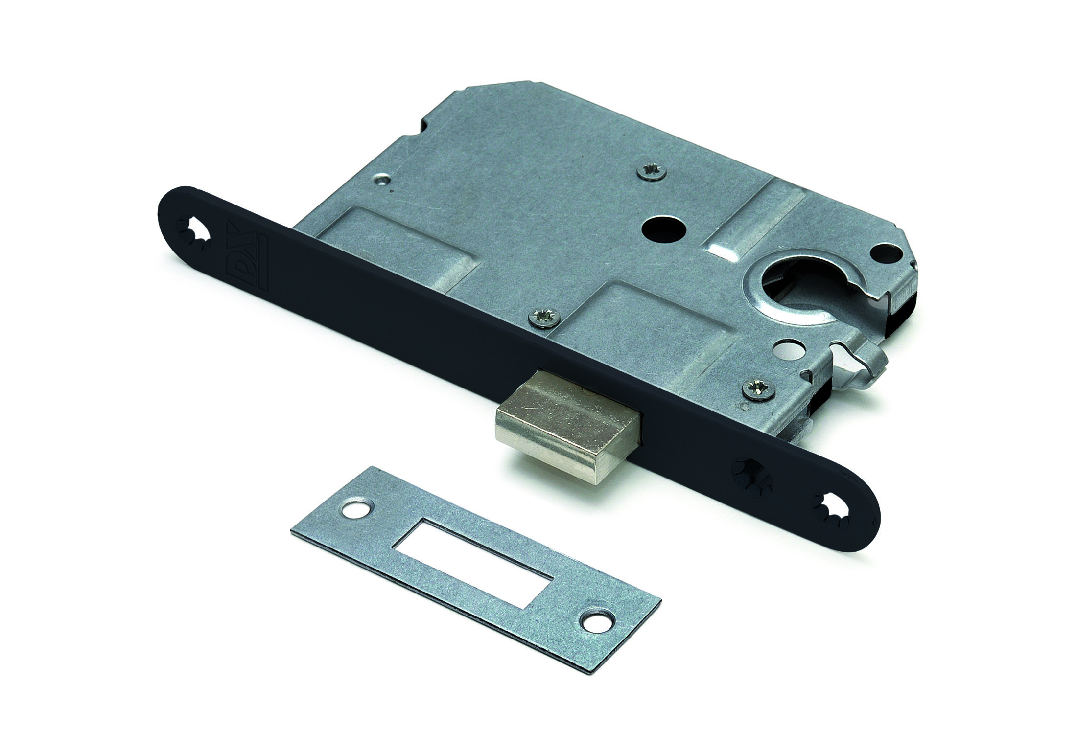 0160.283.5013 Kastslot / doornmaat 50mm / euro cilinder / ronde voorplaat zwart / inclusief rechthoekige sluitplaat