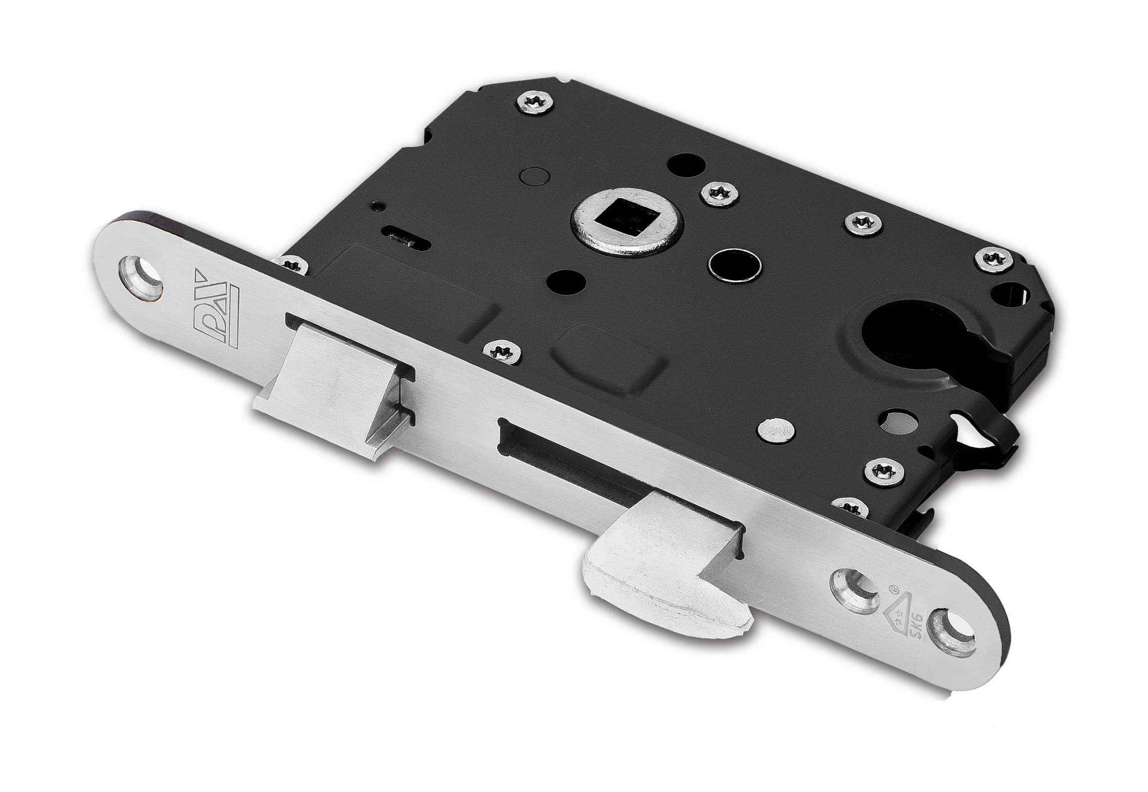 0160.295.6050 Veiligheidsinsteekslot met haakschoot / SKG**® / doornmaat 50mm / PC 55 / ronde voorplaat RVS