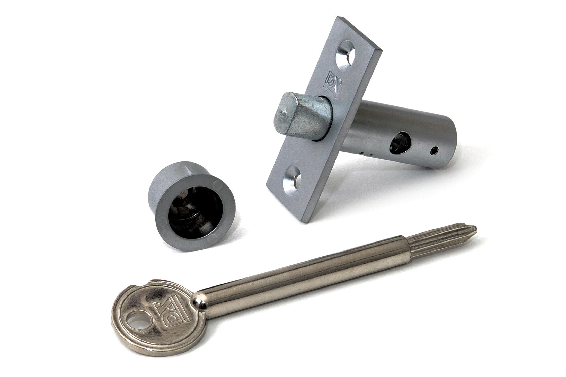 Security mortice rack bolts, with key, satin chrome