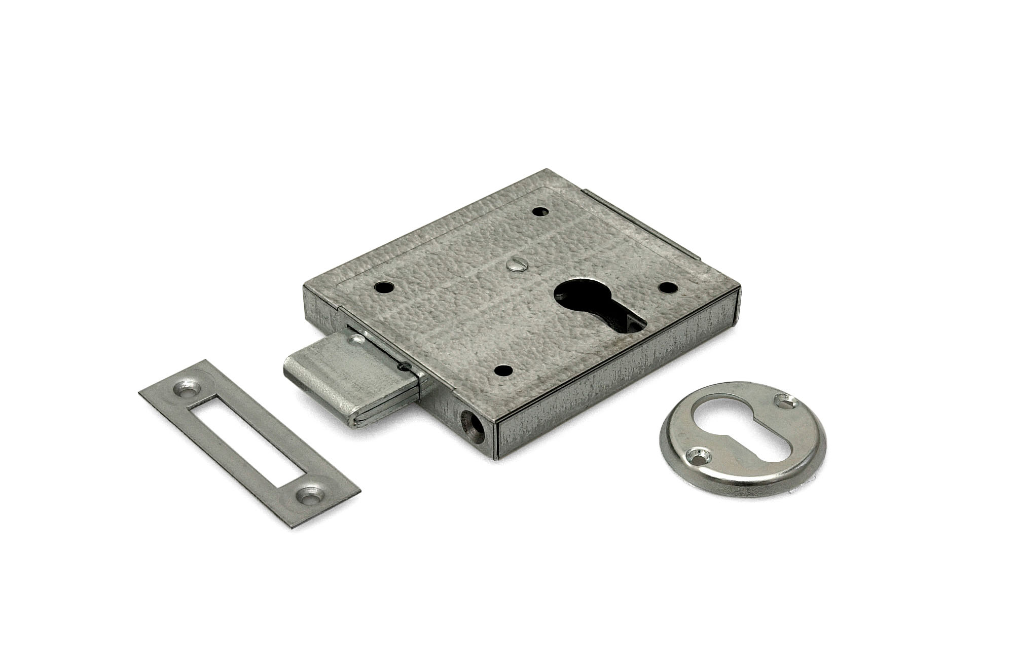 0160.099.0700 Opleg-kelderslot voor PC / 60 mm / L+R bruikbaar / 2 toeren / incl. rozet en sluitplaat / staal verzinkt