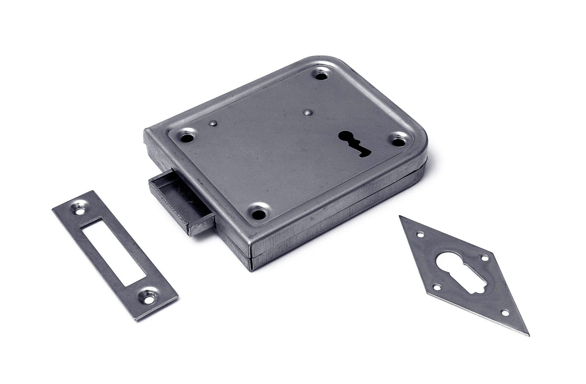 0160.099.0711 Opleg-kelderslot voor BB / 70 mm / L+R bruikbaar / 2 toeren / incl. sleutelplaat , 2 sleutels en sluitplaat / staal verzinkt