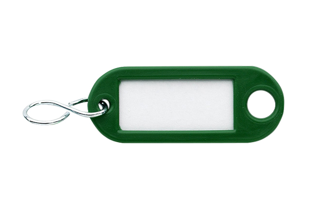 8000.003.45GR Sleutellabel met ophangoog en S-haak / kunststof / groen