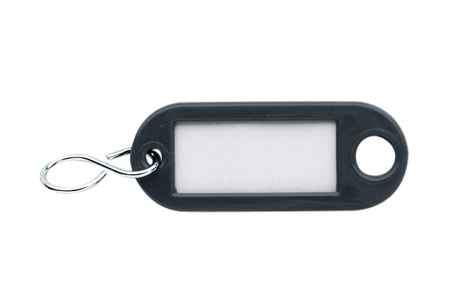 8000.003.45GI Sleutellabel met ophangoog en S-haak / kunststof / grijs