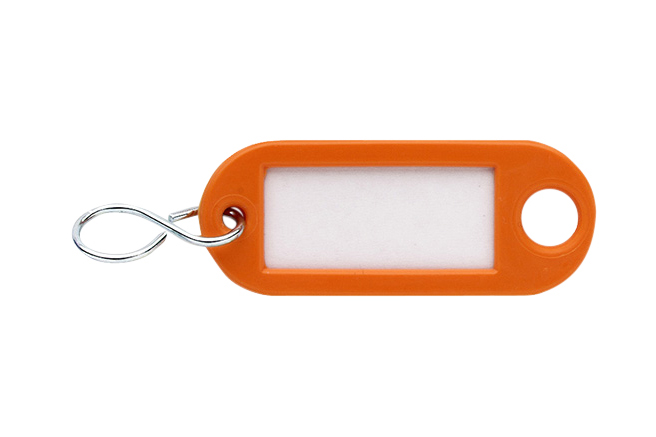 8000.003.45OR Sleutellabel met ophangoog en S-haak / kunststof / oranje