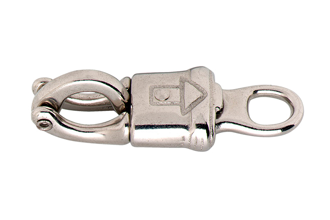 9.120150002 Paniekhaak / 14 - 9/16 / vast oog / zamac vernikkeld