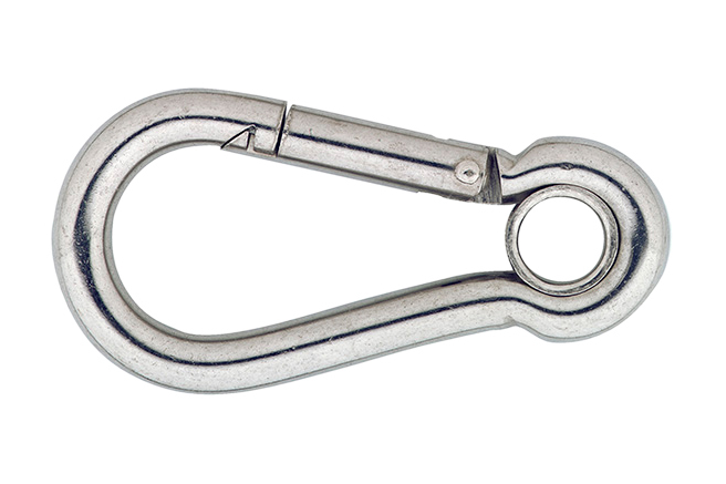 Snap hooks with thimble similar C-DIN 5299, stainless steel AISI 316