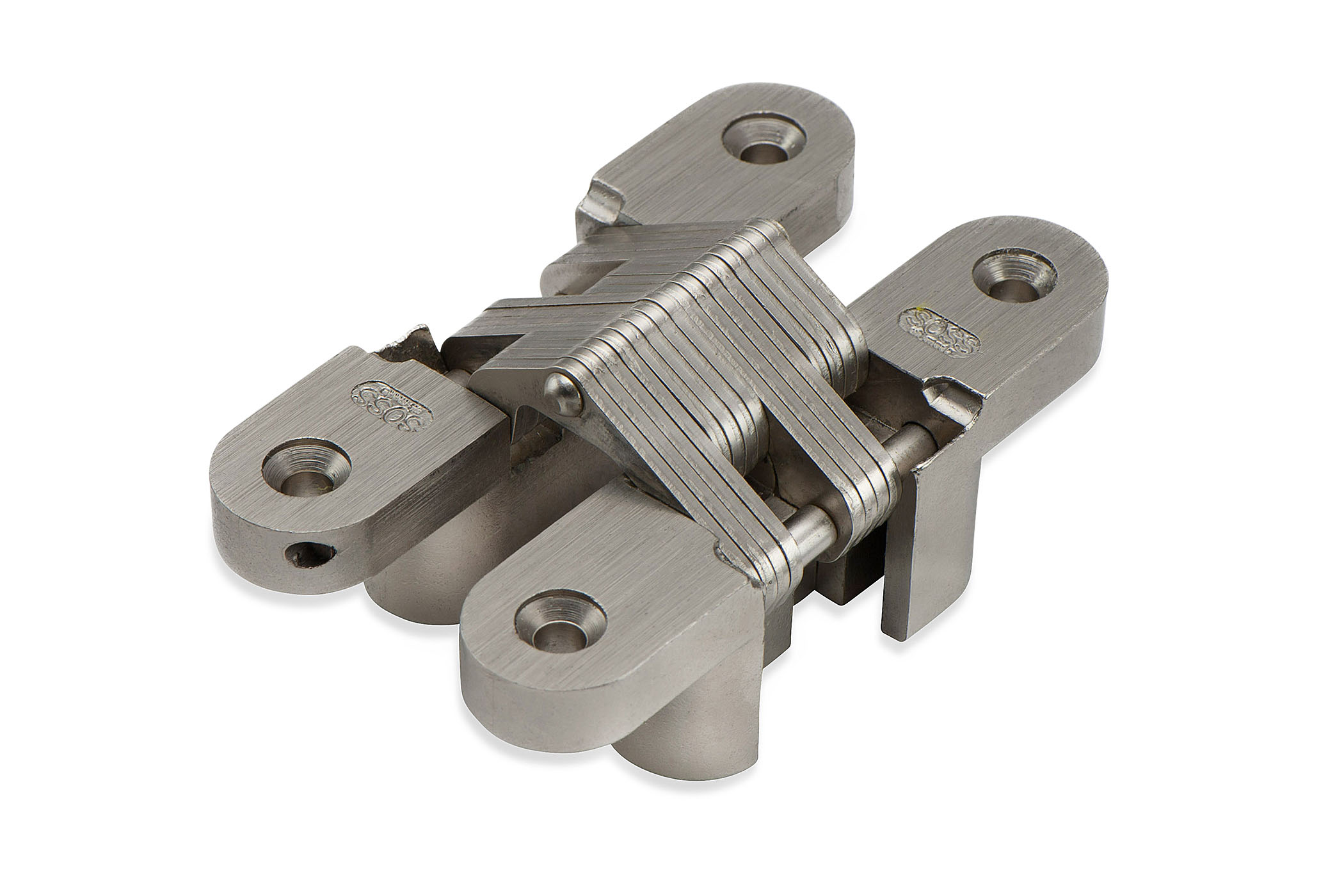 4001.902.0814 Scharnier / SOSS 208 NP / 16x070 mm / deurdikte ca. 22 mm / zamac vernikkeld