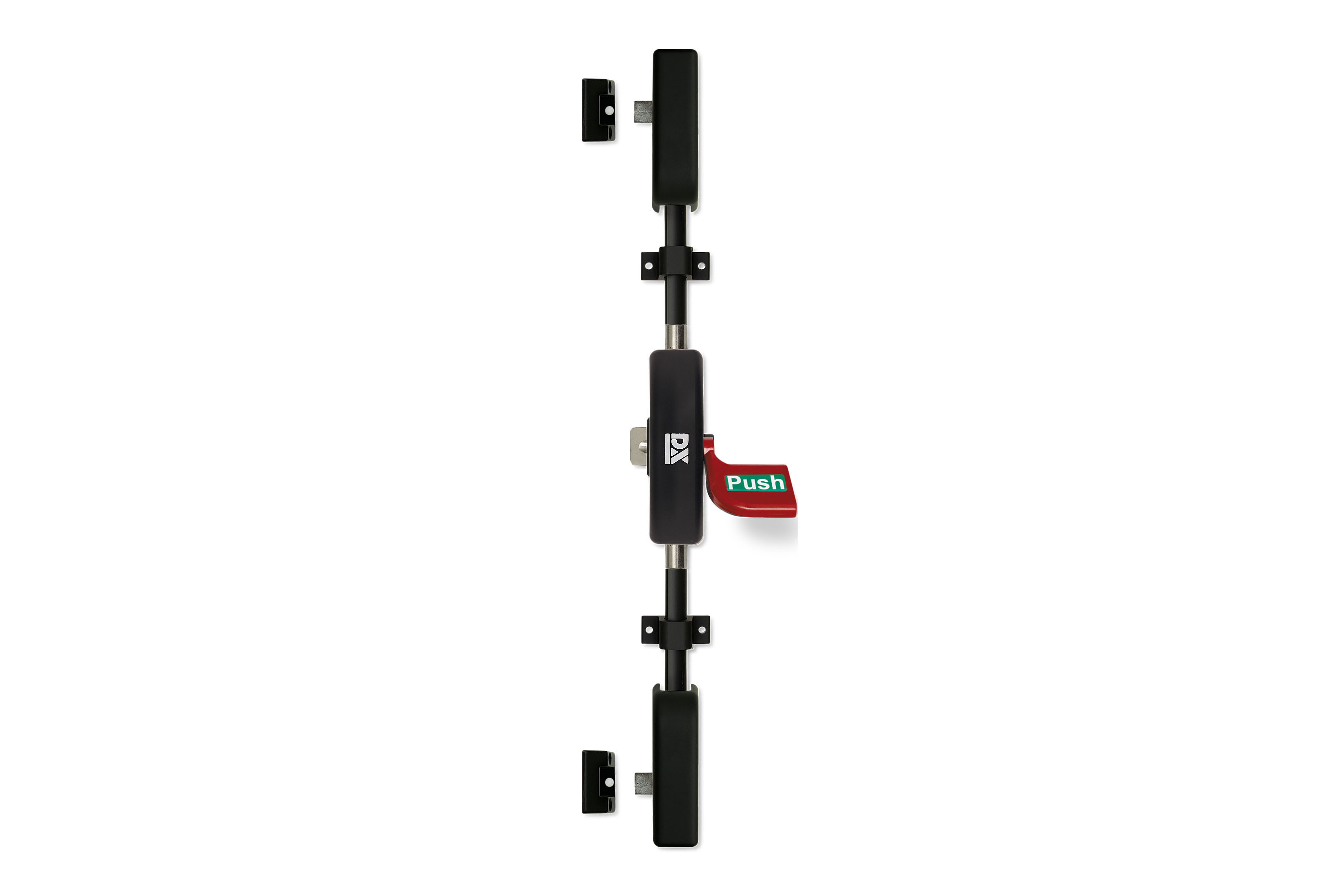 4003.652.3194 Panic exit device / DX 523P RZ / horizontal and vertical by means of push pad / 3-point side -locking Pullmans / for single door / red-black