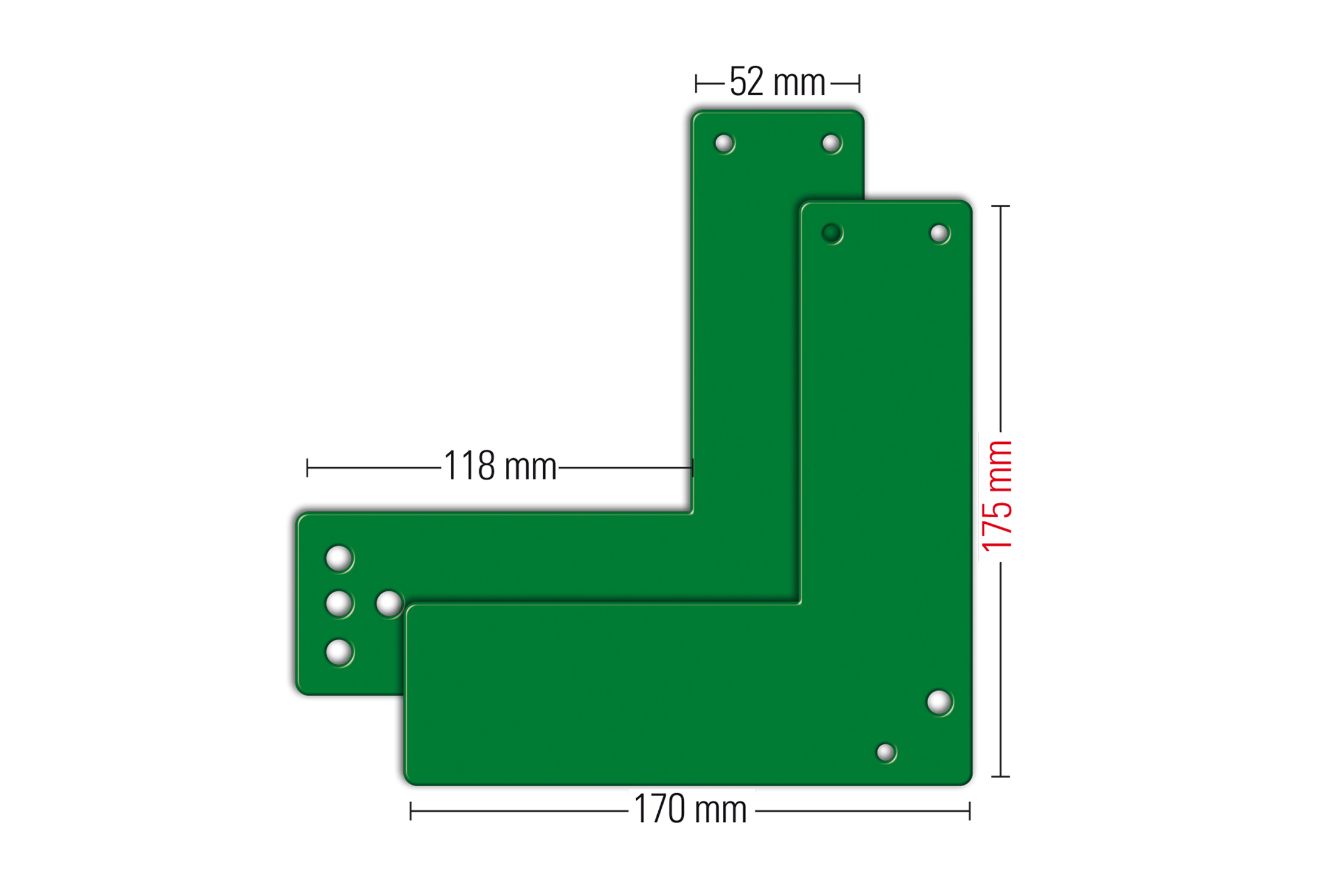 4003.999.0470 GfS EH-Exit control Montageplaat / voor glazen deuren / 17.5 cm / links/rechts toepasbaar / voor korte en normale deurschilden / groen