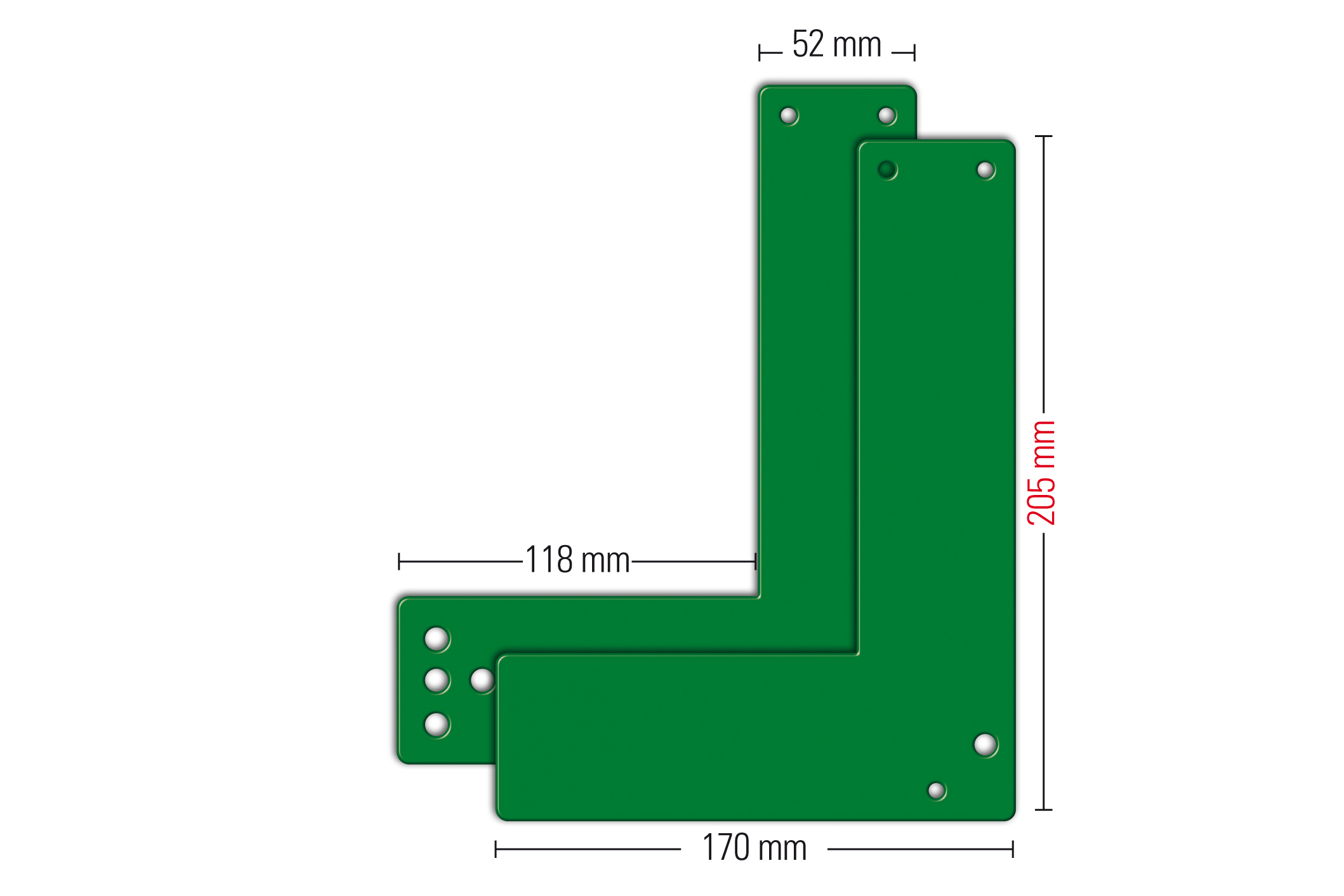 4003.999.0770 GfS EH-Exit control Montageplaat / voor glazen deuren / 20.5 cm / links/rechts toepasbaar / voor lange deurschilden / groen