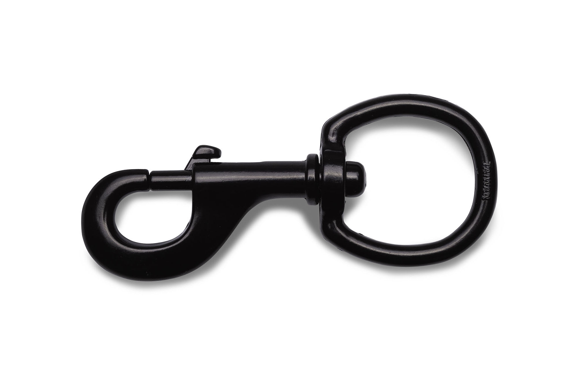 9.100051016 Musketon / 16 mm -     5/8 / ronde wervel / zamac zwart gelakt