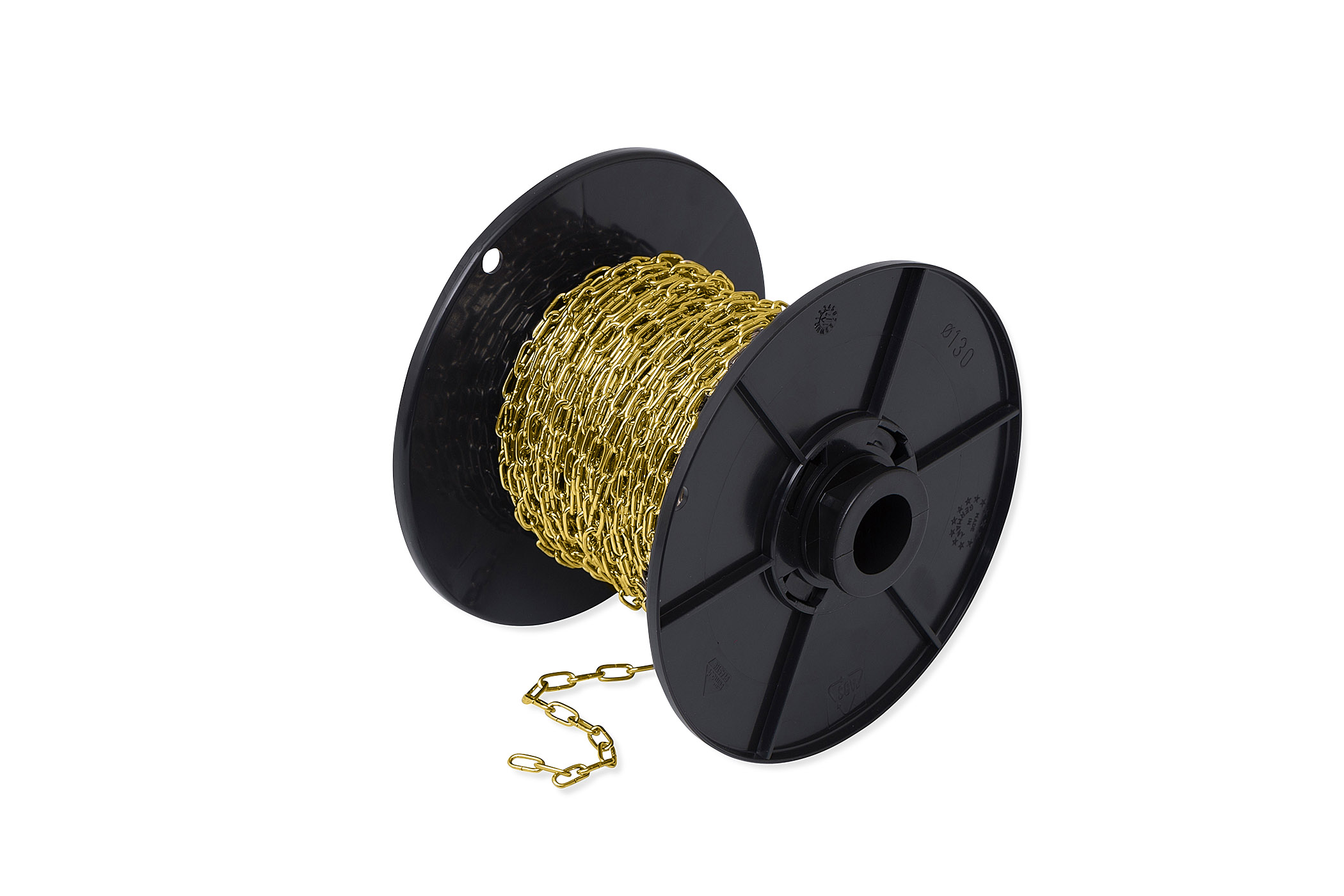 5800.KLK.0212-B Klokketting 1,3mm / staal vermessingd / rol 25 meter