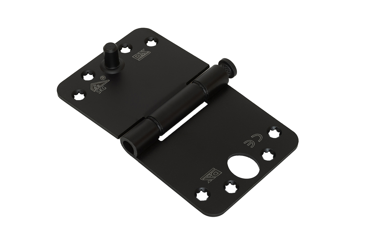 6712.154.8915-0D Nylon glijlagerscharnier / 3 mm / doorgezette knoop / ronde hoeken / 150x89 mm / verzinkte pen / staal zwart / SKG***®