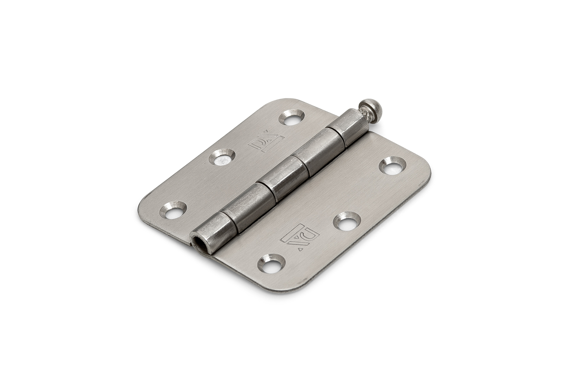 6730.033.7676 Scharnier / ronde hoeken / 76x76 mm / losse RVS pen / RVS geborsteld