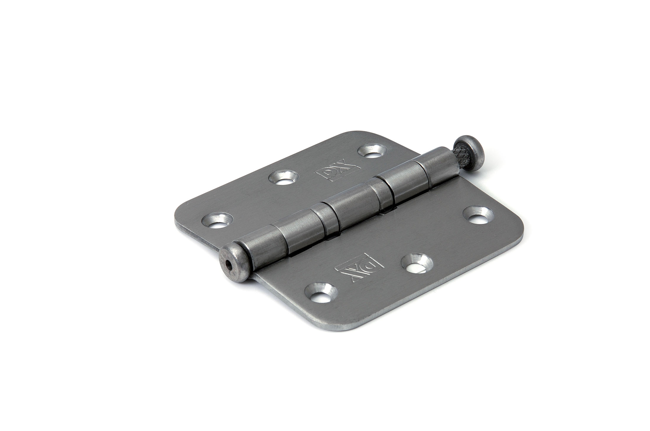 6730.133.7676 Kogellagerscharnier / ronde hoeken / 76x76 mm / RVS pen / RVS geborsteld