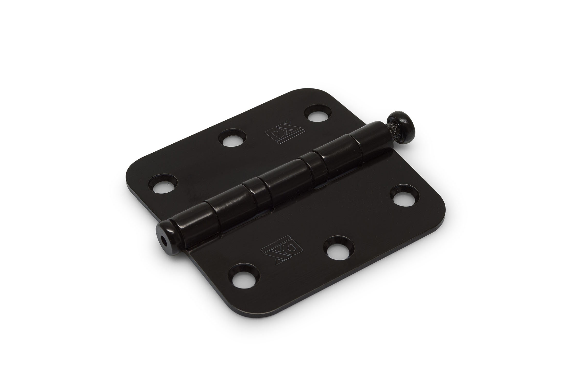 6730.134.7676 Kogellagerscharnier / ronde hoeken / 76x76 mm / RVS pen / RVS geborsteld zwart