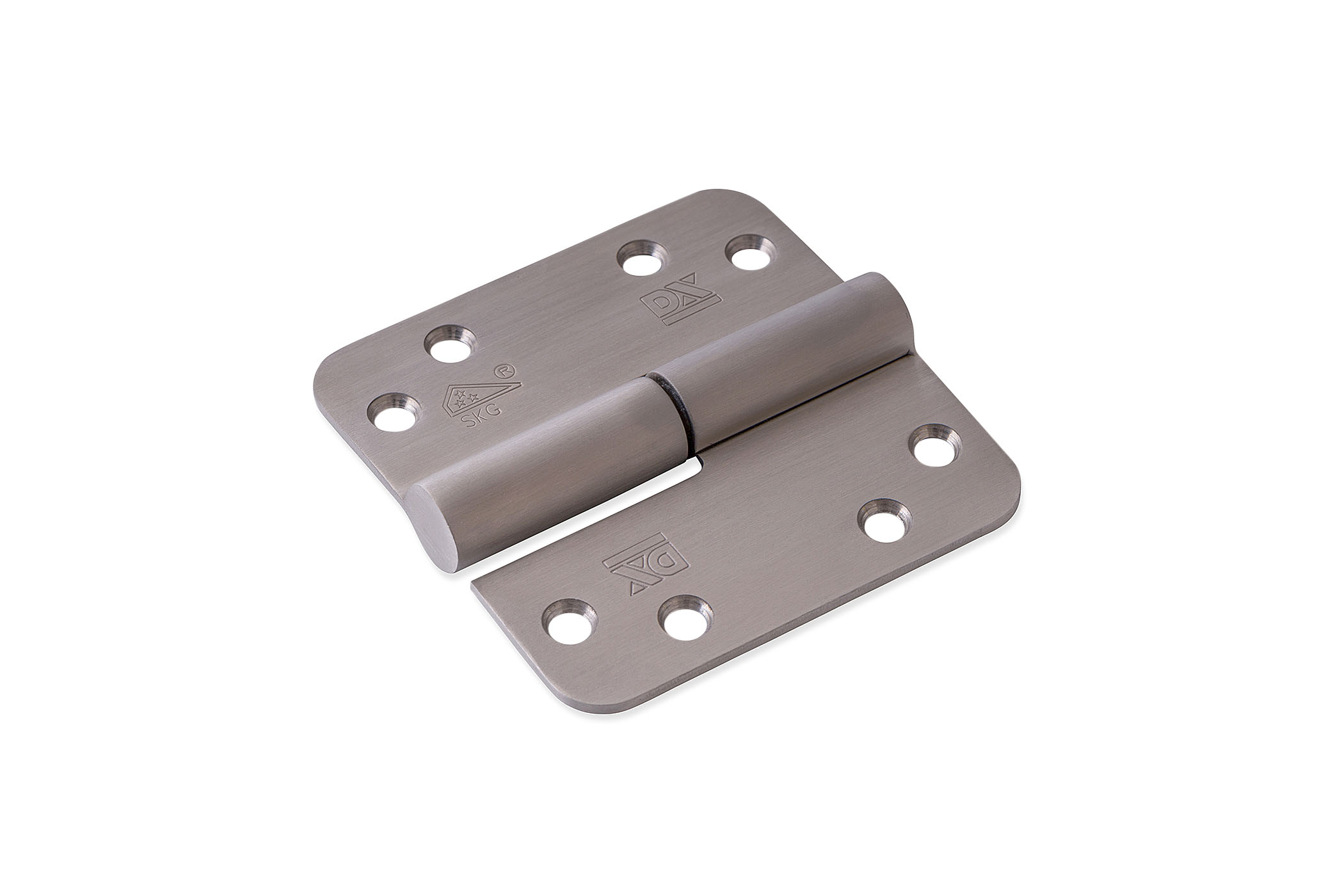 Flag hinges, round corners, stainless steel
