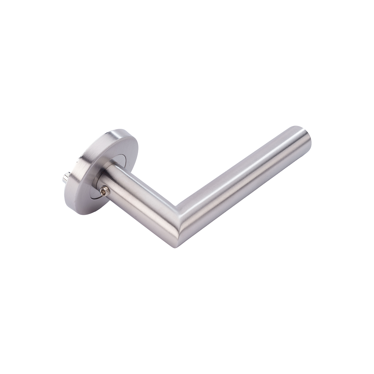 7510.103.1010 SS Handle / L shape tube on rozet / Ø7mm lugs / tube tickness 1mm / spindle / fixation material / drilling template / mounting instruction / Grade 3