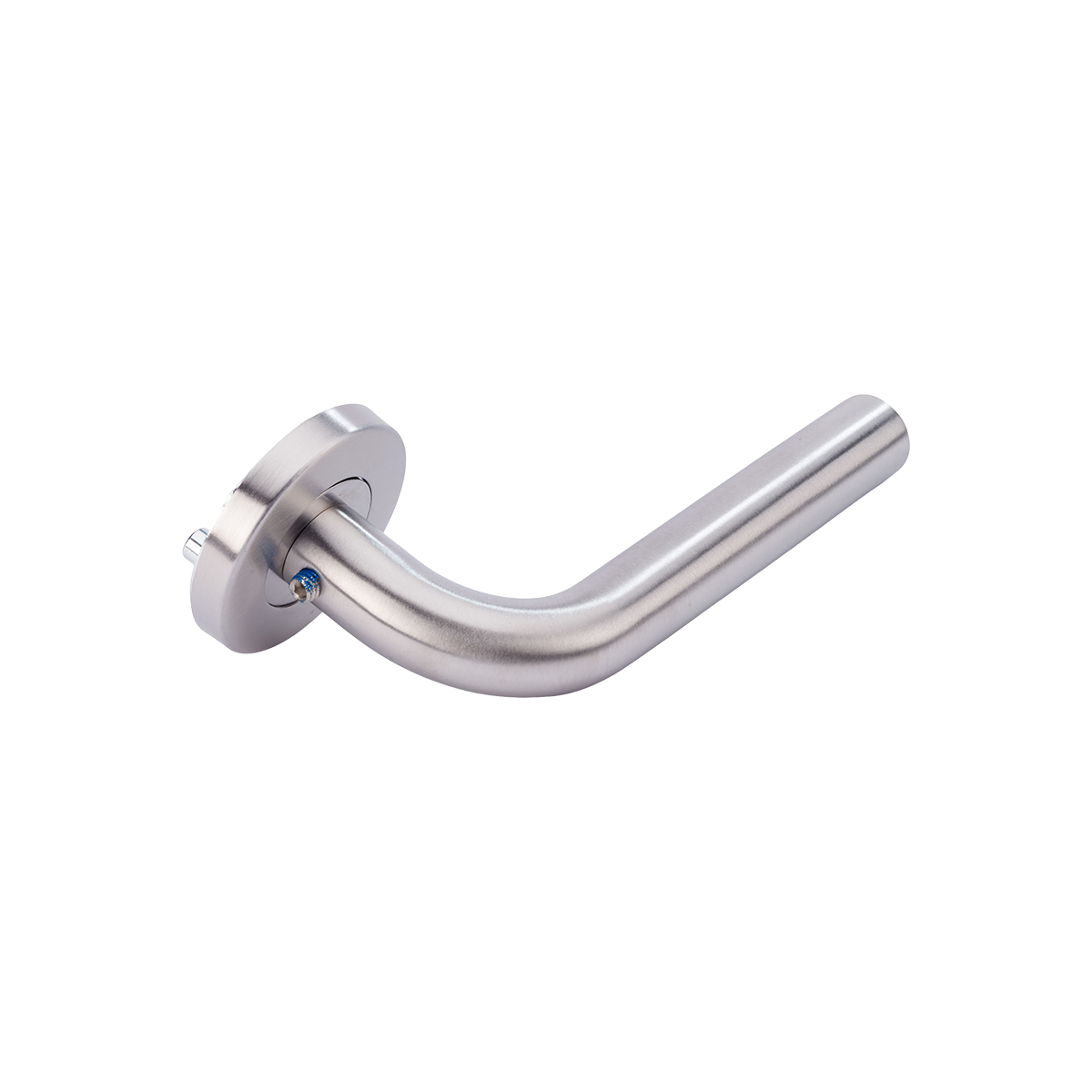 7510.103.1020 SS Handle / L90 shape tube on rozet / Ø7mm lugs / tube tickness 1mm / spindle / fixation material / drilling template / mounting instruction / Grade 3