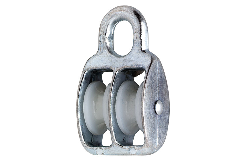 Katrollen met nylon wiel, dubbel, verzinkt