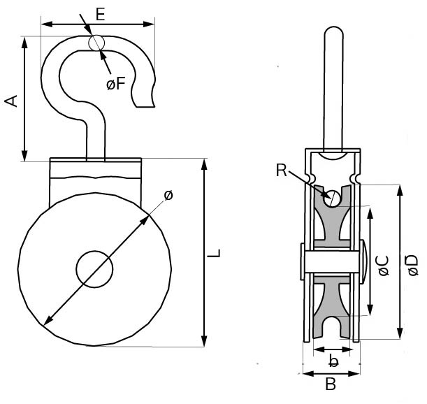 Zoekt u een Katrol dubbel met nylon rol? veilige belasting 300KG